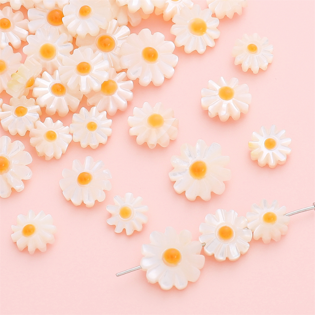 Daisy Kecil Alami Liontin diy Gelang Kalung Spacer Bunga Liontin Kalung Wanita Bohemian Daisy Kecil Mutiara Manik Aksesoris Buatan Tangan Perhiasan Bahan