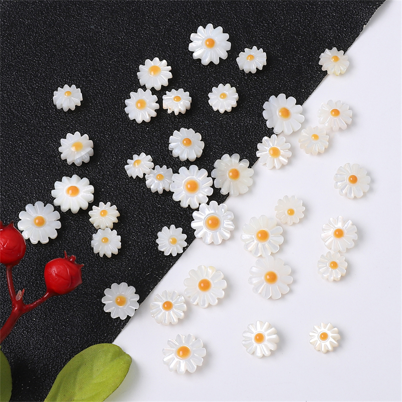Daisy Kecil Alami Liontin diy Gelang Kalung Spacer Bunga Liontin Kalung Wanita Bohemian Daisy Kecil Mutiara Manik Aksesoris Buatan Tangan Perhiasan Bahan