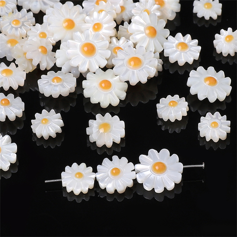 Daisy Kecil Alami Liontin diy Gelang Kalung Spacer Bunga Liontin Kalung Wanita Bohemian Daisy Kecil Mutiara Manik Aksesoris Buatan Tangan Perhiasan Bahan