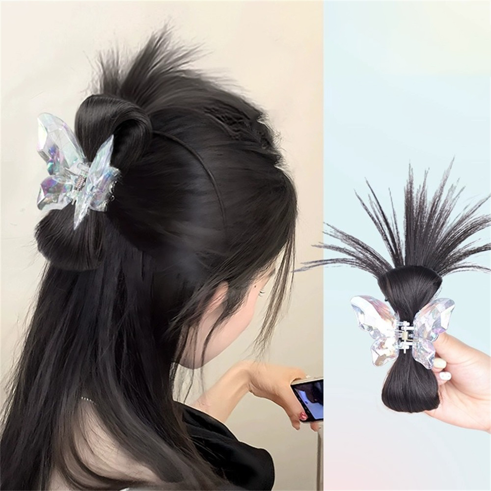 Fashion Wanita Bulu Ayam Rambut Wig Cakar Klip Shuttlecock Gaya Sarang Ayam Kepala Ambil Gadis Keren Aksesoris Rambut