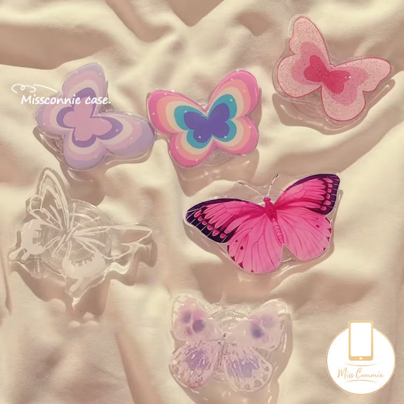 Ins Korea Fashion Kupu-Kupu Bunga Segar Bracket Phone Grip Kartun Lucu Strawberry Bear Manyo Lovely Puppy Cat Pisang Goreng Universal Scalable Luxury Phone Stand Holder