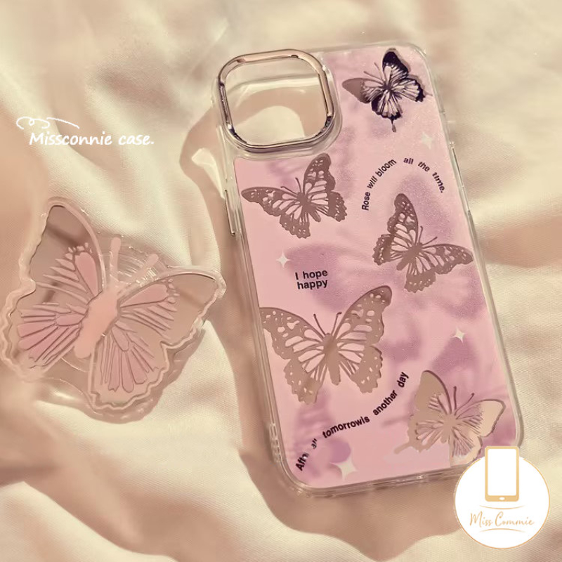 Ins Korea Fashion Kupu-Kupu Bunga Segar Bracket Phone Grip Kartun Lucu Strawberry Bear Manyo Lovely Puppy Cat Pisang Goreng Universal Scalable Luxury Phone Stand Holder