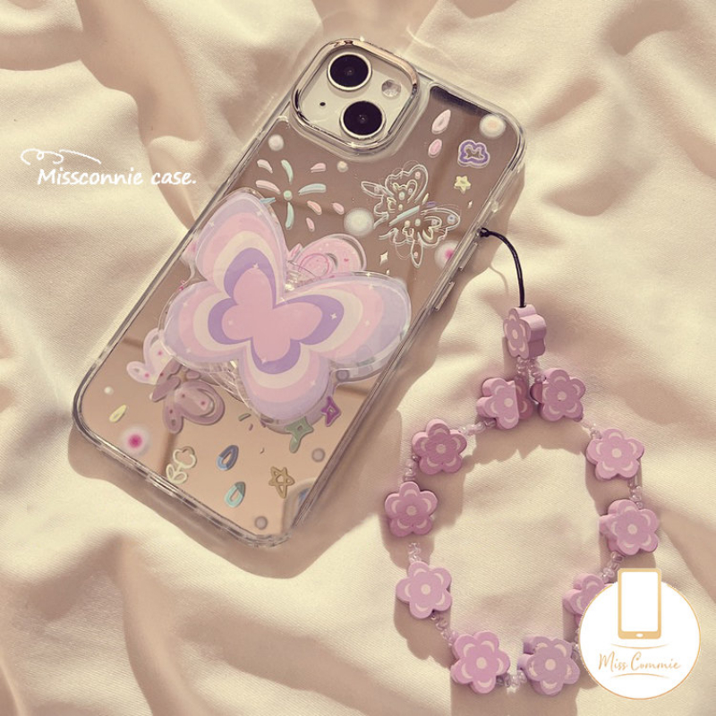 Ins Korea Fashion Kupu-Kupu Bunga Segar Bracket Phone Grip Kartun Lucu Strawberry Bear Manyo Lovely Puppy Cat Pisang Goreng Universal Scalable Luxury Phone Stand Holder