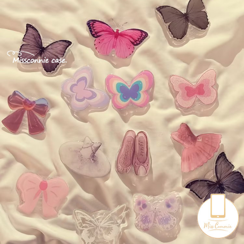 Ins Korea Fashion Kupu-Kupu Bunga Segar Bracket Phone Grip Kartun Lucu Strawberry Bear Manyo Lovely Puppy Cat Pisang Goreng Universal Scalable Luxury Phone Stand Holder