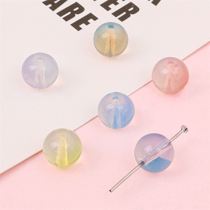 30pcs/pack Manik-Manik Bulat Berwarna Lapis Kaca Mengkilap Electroplated Glass Beads 10mm Untuk Membuat Perhiasan DIY Aksesoris