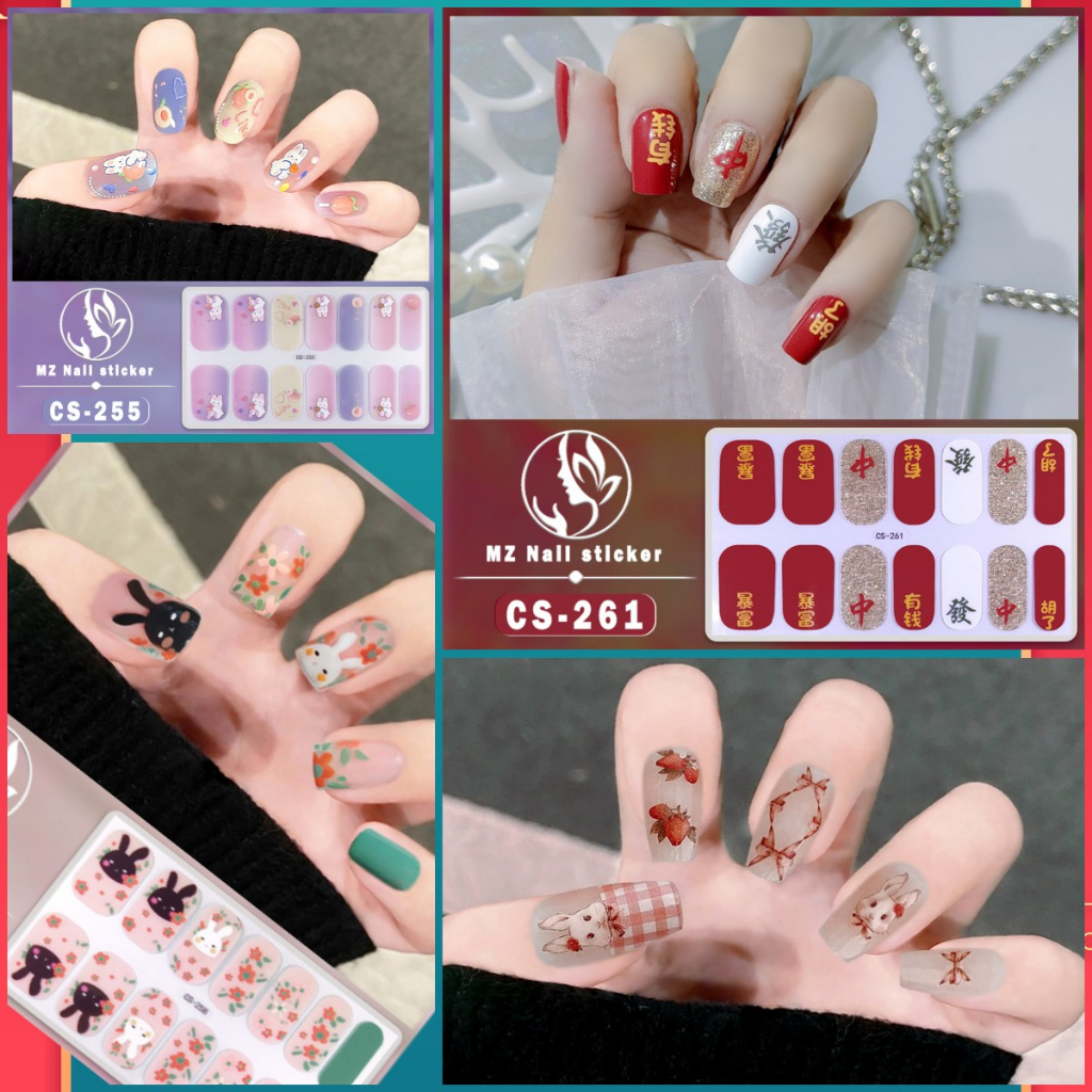 [Eksklusif] Cs Seri Gaya Tahun Baru Gaya Tahun Baru Stiker Kuku High-End Stiker Kuku Es Kristal Transparan Fototerapi Kutek Film Stiker Kuku Stiker Penuh Stiker Bunga Kupu-Kupu Kartun Tahan Air Tahan Lama Stiker Kuku Kreatif Stiker Kuku Perhiasan Decals S