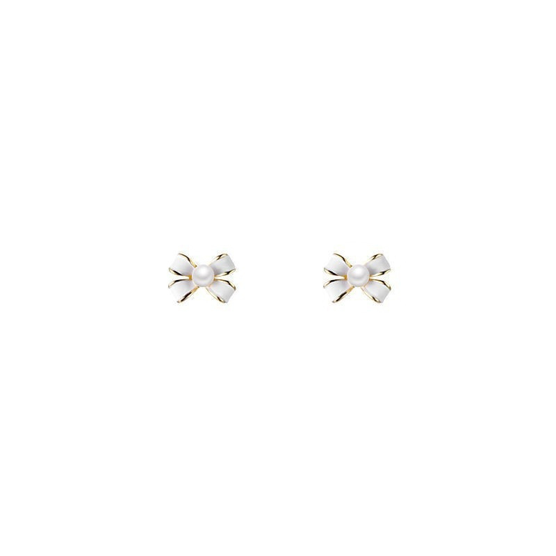 Busur Anting Mutiara s925 Perak Jarum Lembut Gaya Baru High-End All-Match Earrings Earrings