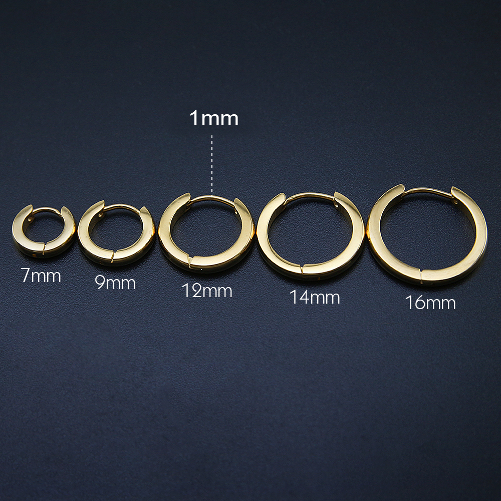 1pasang 7-16mm Hitam Kecil Hoop Earrings Stainless Steel Anting Bulat Tulang Rawan Lingkaran Anting Telinga Lobe Helix Piercing