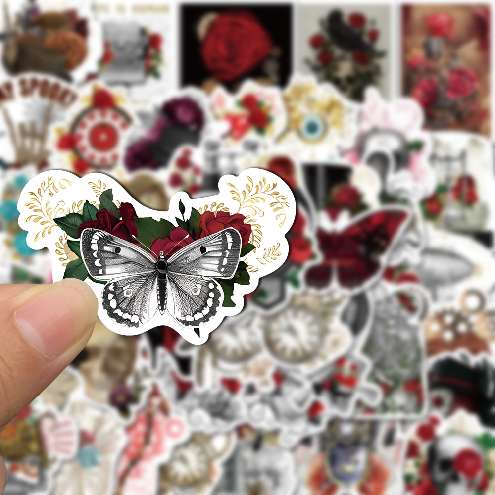 [in Stock] 50 Pcs steampunk rose graffiti retro Stiker Indah Kreatif Tangan Akun Ponsel Komputer Helm Tahan Air Stiker