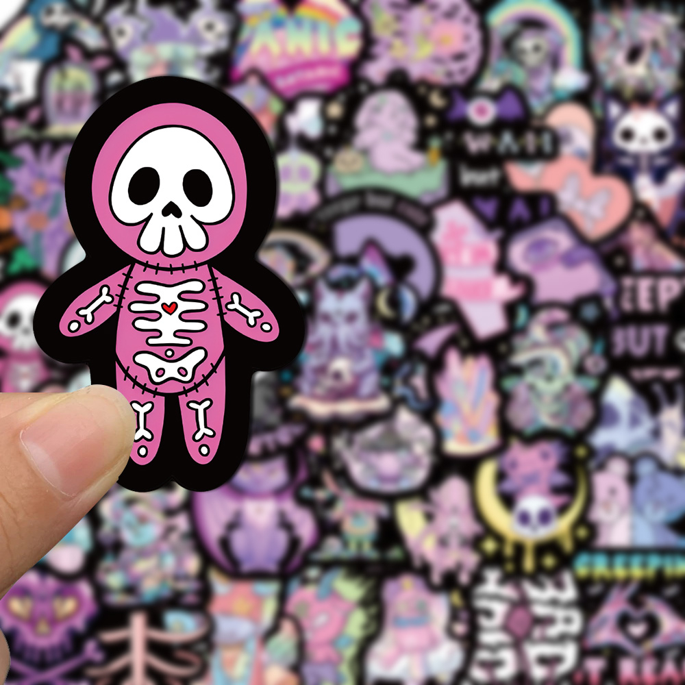 [in Stock] 55 Pcs Gelap Gothic Lucu Kartun Stiker Pribadi Kreatif Tangan Buku Besar Stiker Helm Laptop Tahan Air Decal stickers