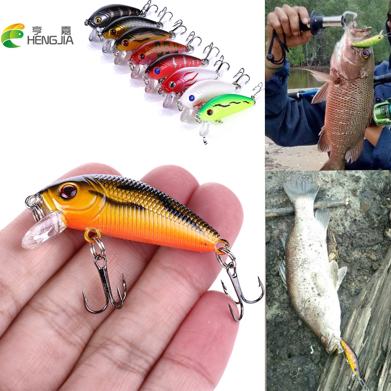 HENGJIA 1Pcs Umpan Ikan Tiruan Crankbait Minnow 5cm/3.6g Floating Fishing Lure Ikan Bass Bait Mata Pancing Swimbait Wobbler Fishing Tackle