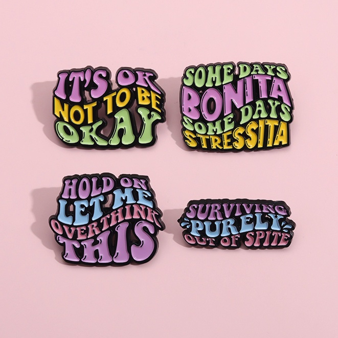 Lucu Warna-Warni Let Me Overthink Ini Enamel Pin Bros Cartioon Texts Bros Kerah Lencana Kreatif Perhiasan Hadiah Untuk Teman