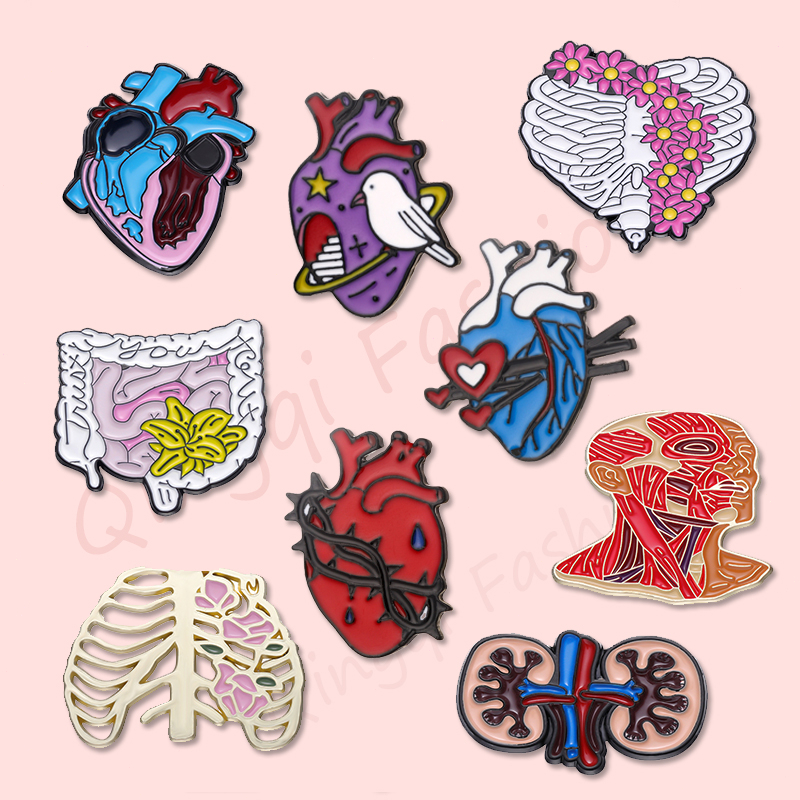 Organ Otak Jantung Enamel Pin Bros Anatomi Medis Bros Kerah Lencana Gothic Perhiasan Hadiah Untuk Teman Siswa