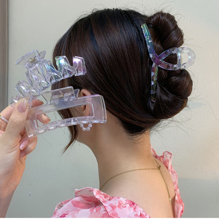 Jepit Rambut Warna-Warni Transparan, Capit Kepiting Hair Clip Fashion Wanita Perhiasan