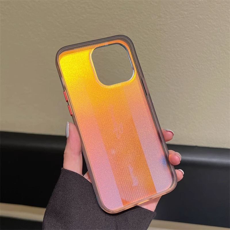 NEW Laser frosted iphone case for iPhone 14 13 12 pro max soft silicone side acrylic back panel 13 Pro Max 14 Plus independent button drop-proof case