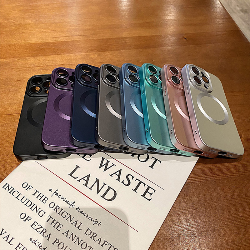 Cat Metalik Magnetik Soft shell Lensa Kaca film casing Ponsel Kompatibel Untuk iphone14 13 12 11promax 14Pro 13Pro 11 12Pro shockproof Soft shell casing