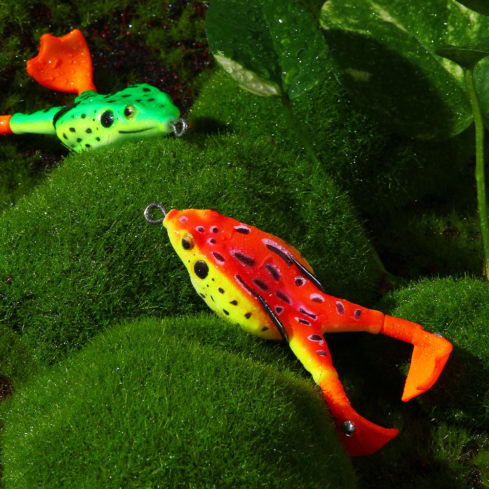 HENGJIA 10PCS Umpan Pancing Fishing Lure Rotating Double Legs 12g/9cm Thunder Frog Lure Umpan Katak Soft Bait