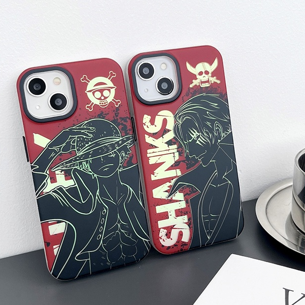 NEW !! ONEPIECE Anime Shanks Luffy Case iphone (For Iphone 11 12 pro max 13 pro max 14 promax READY ! ) luxury Premium Quality Laser Frosted iPhone Case