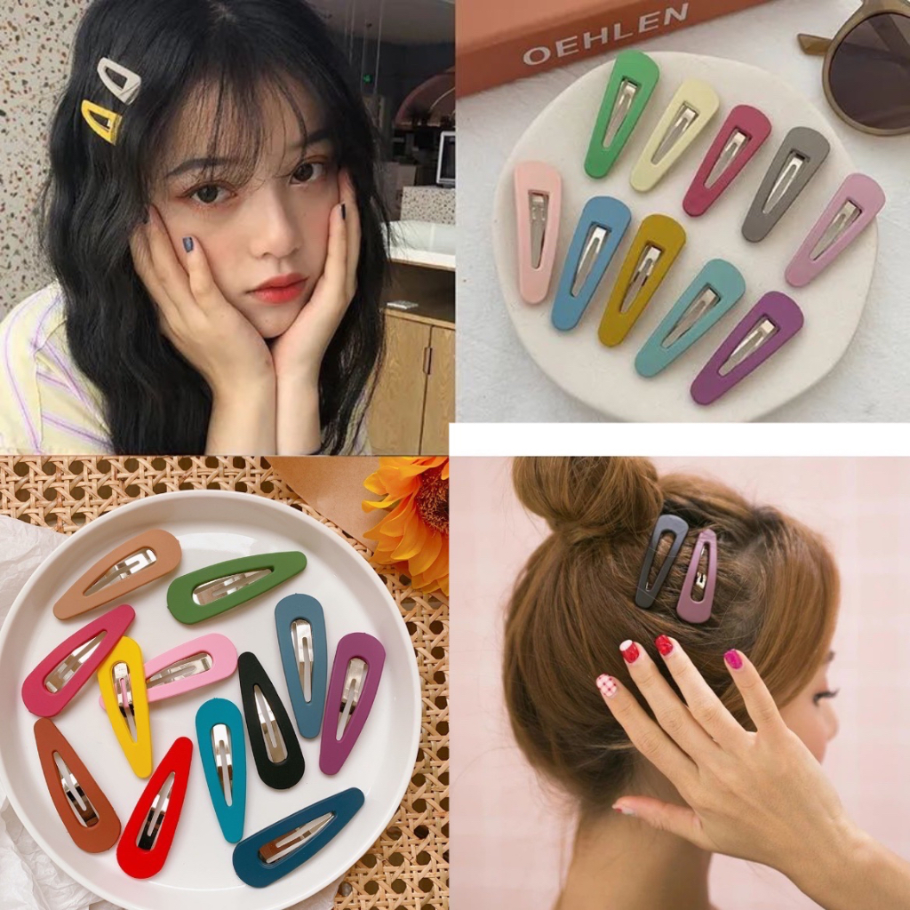 Klip Poni Samping Ukuran 7cm 6cm Warna Macarons Biru Hijau Kuning Hitam Merah Oranye