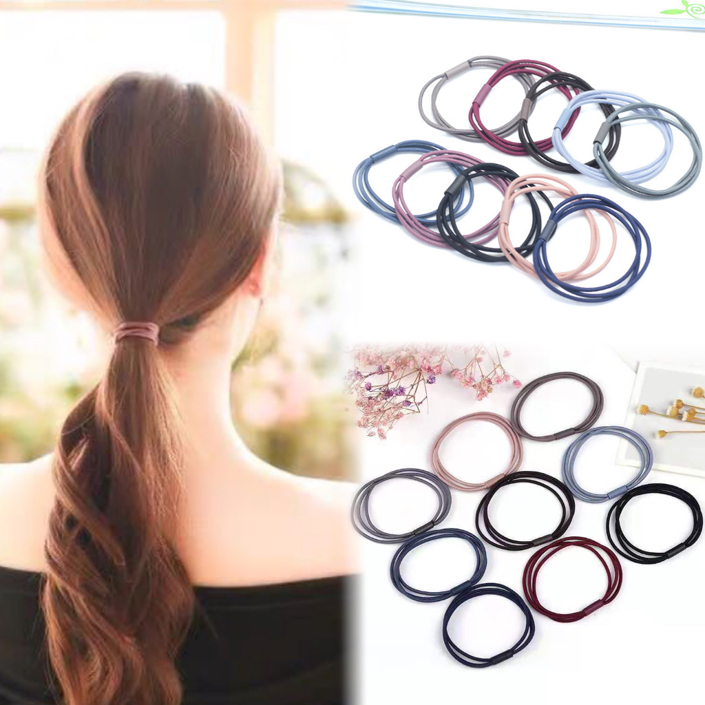 2pcs / set Ikat Rambut 3 in 1 Elastis Gaya Korea Untuk Wanita