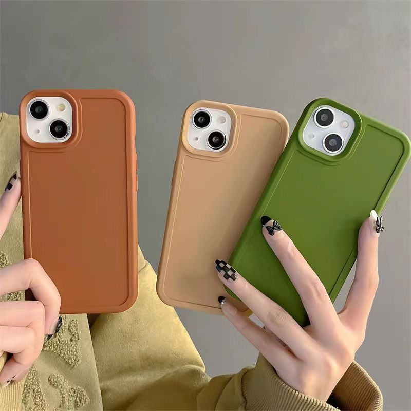 IPHONE Casing Ponsel Silikon Cair Musim Panas Hijau Matte Frosted Kompatibel Untuk Iphone14 13 12 11 Pro Max X XR 8 7 Plus Halus Ultra Hybrid Lembut TPU Back Cover