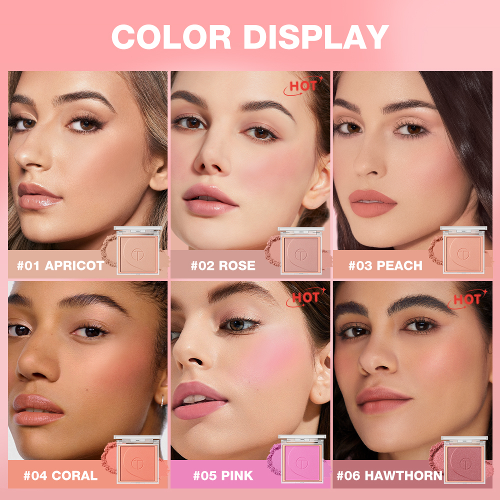 O.TWO.O 6 Colors Blush Palette Face Makeup Powder High Pigment Smooth Silky Glow Powdere Blush