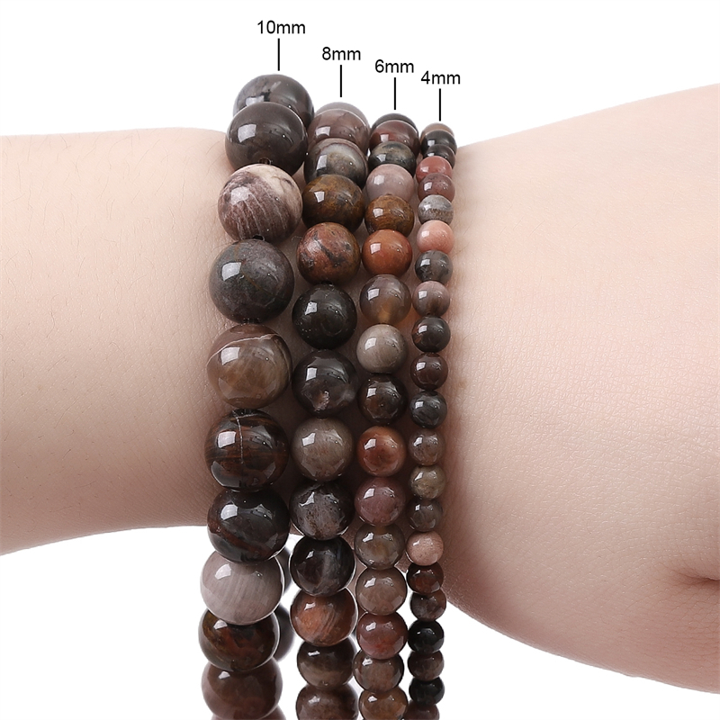 38cm/Str Natural Jades Stone Agat Brown Crazy Lace Beads Round Loose Spacer Beads Untuk Membuat Perhiasan Temuan DIY Gelang