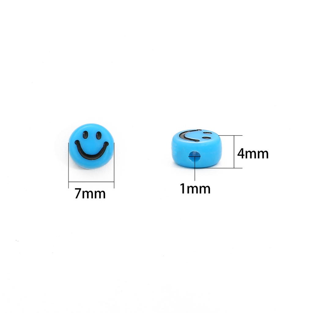 100pcs/Lot 7mm Oval Shape Acrylic Spaced Beads Smile Face Beads For Jewelry Making DIY Charms Bracelet Necklac