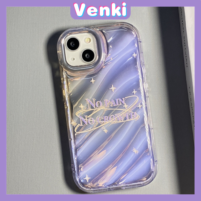 VENKI - Untuk iPhone 11 iPhone Case Laser Reflektif Bening Phone Case TPU Lembut Shockproof Airbag Phone Case Bahasa Inggris Bintang Kompatibel dengan iPhone 14 13 Pro max 12 Pro Max XR XR 7 8