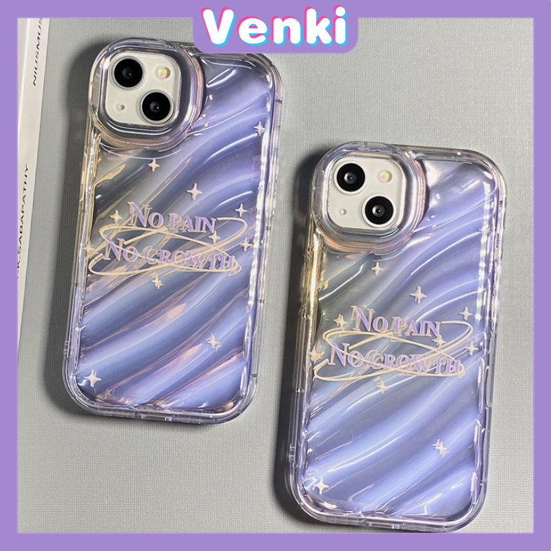 VENKI - Untuk iPhone 11 iPhone Case Laser Reflektif Bening Phone Case TPU Lembut Shockproof Airbag Phone Case Bahasa Inggris Bintang Kompatibel dengan iPhone 14 13 Pro max 12 Pro Max XR XR 7 8