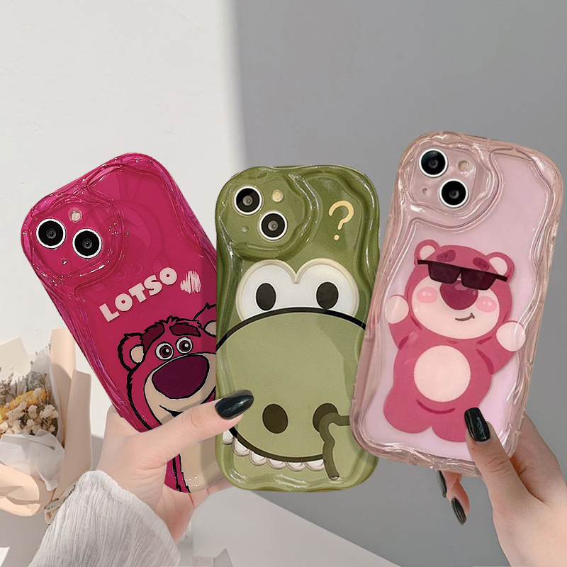 IPHONE Case Dinosaurus Kecil Lucu Kompatibel Untuk Iphone11 7 8 6s 6 Plus 12 13 14 Pro Max XR X XS Max SE 2020 Kartun 3D Wavy Curved Edge Glossy Shockproof Tpu Soft Cover