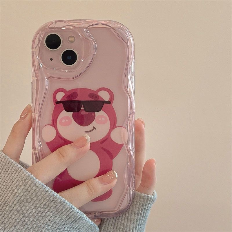 IPHONE Case Dinosaurus Kecil Lucu Kompatibel Untuk Iphone11 7 8 6s 6 Plus 12 13 14 Pro Max XR X XS Max SE 2020 Kartun 3D Wavy Curved Edge Glossy Shockproof Tpu Soft Cover