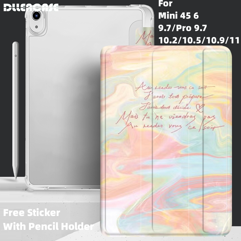 Dllencase For iPad Case Dengan Tempat Pensil Untuk 2022 Gen10 2021 Pro 11 2019 2020 10.2 7/8th Gen 2018 9.7 5/6th Mini 4 5 6 Air 4 5 10.5 10.9 Cover A373