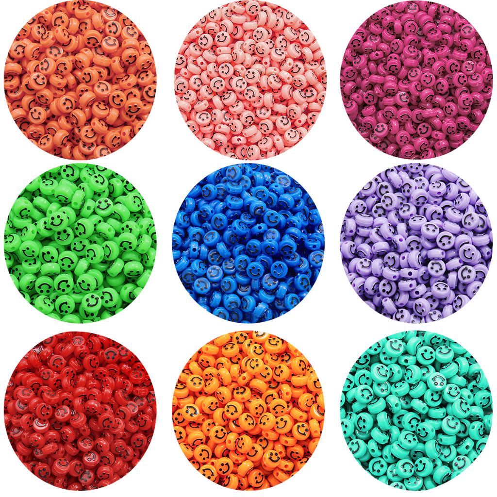 10mm 50pcs/lot Smile Face Manik-Manik Plastik Akrilik Untuk Membuat Perhiasan Gelang Diy