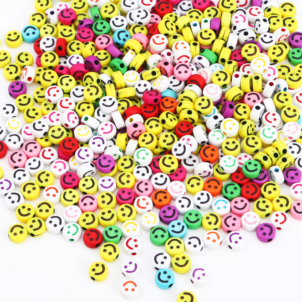 10mm 50pcs/lot Smile Face Manik-Manik Plastik Akrilik Untuk Membuat Perhiasan Gelang Diy