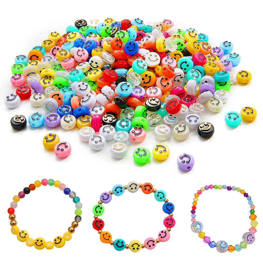 10mm 50pcs/lot Smile Face Manik-Manik Plastik Akrilik Untuk Membuat Perhiasan Gelang Diy