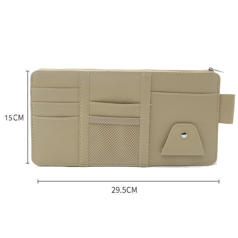 Tas Penyimpanan Mobil Sun Visor Organizer Multifungsi PU Leather Card Holder Kartu Sim Kacamata Klip Holder Aksesoris Interior