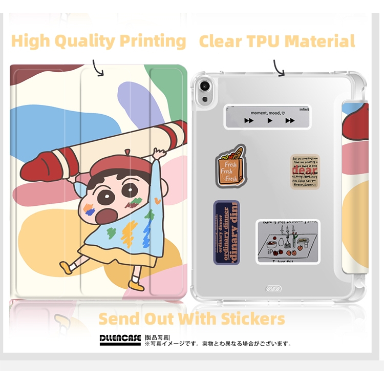 Dllencase For Crayon Shin chan iPad Case Dengan Tempat Pensil Gen10 (Gen10 2022) 2021 Pro 11 2019 2020 10.2 7/8th Gen 2018 9.7 5 /6th Mini 4 5 6 Air 4 5 10.5 10.9 Cover A378