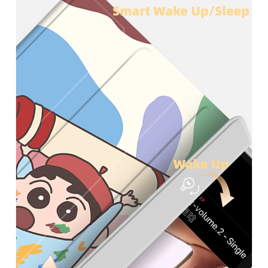 Dllencase For Crayon Shin chan iPad Case Dengan Tempat Pensil Gen10 (Gen10 2022) 2021 Pro 11 2019 2020 10.2 7/8th Gen 2018 9.7 5 /6th Mini 4 5 6 Air 4 5 10.5 10.9 Cover A378