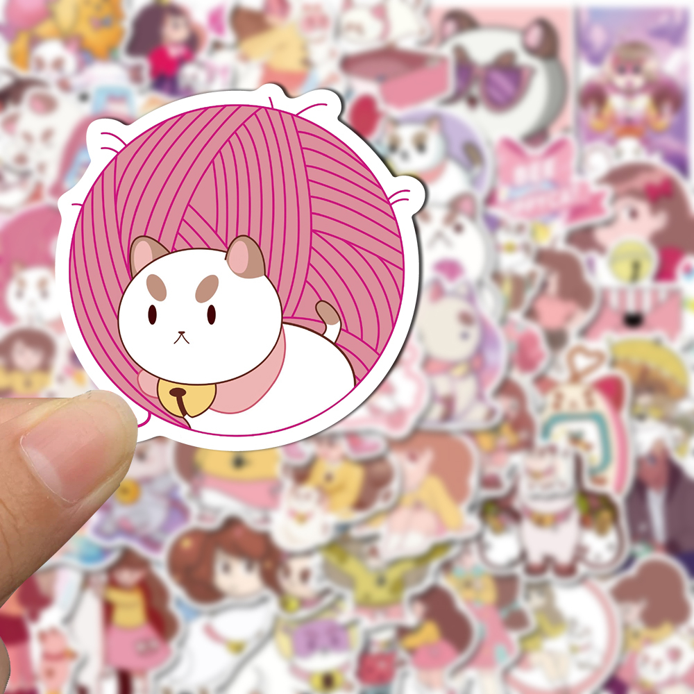 [in Stock]50pcs Anime Lebah Dan Puppycat Kartun Stiker Lucu Tangan Buku Besar Stiker Komputer Cangkir Air Helm Dekorasi Tahan Air Decal stickers