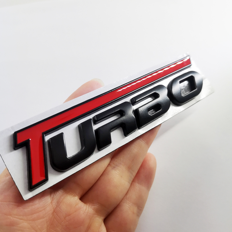 1x Logam Model Baru TURBO Huruf Bagasi Belakang Mobil Decoratuve Emblem Badge Stiker Decal Pengganti TURBO