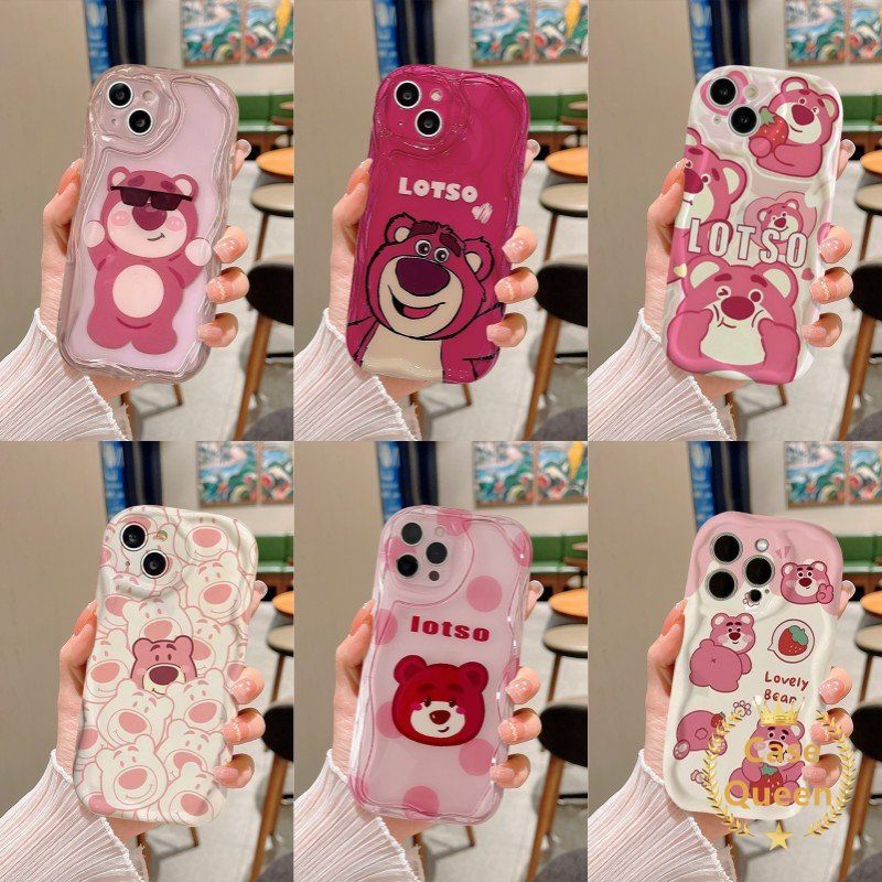 3d Wavy Curved Edge Cartoon Cool Strawberry Bear Memakai Sunglasse Casing Untuk Redmi A1 9C NFC 10A 10 A2 9A 9C Redmi Note 11 8 9 11s Kawaii Couple Lovely Cartoon Manyo Soft Cover