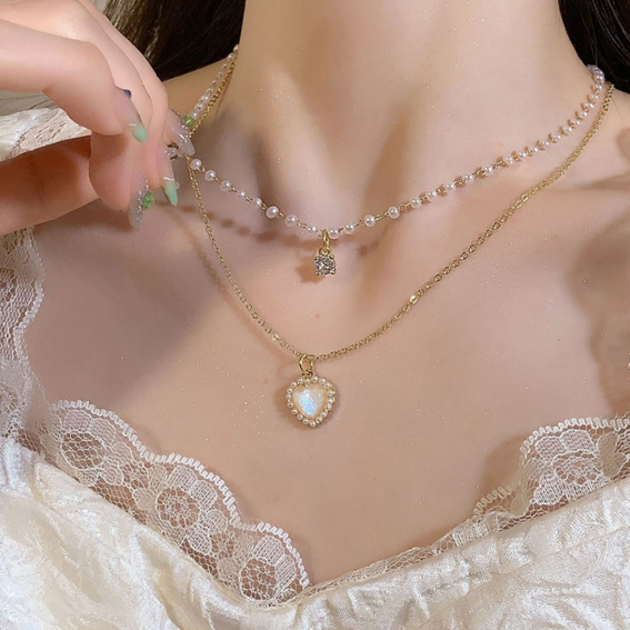 Kalung Mutiara Ganda Kalung Hati