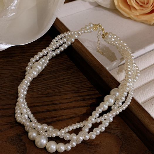 Triple Pearl Necklace Kalung Mutiara Baroque