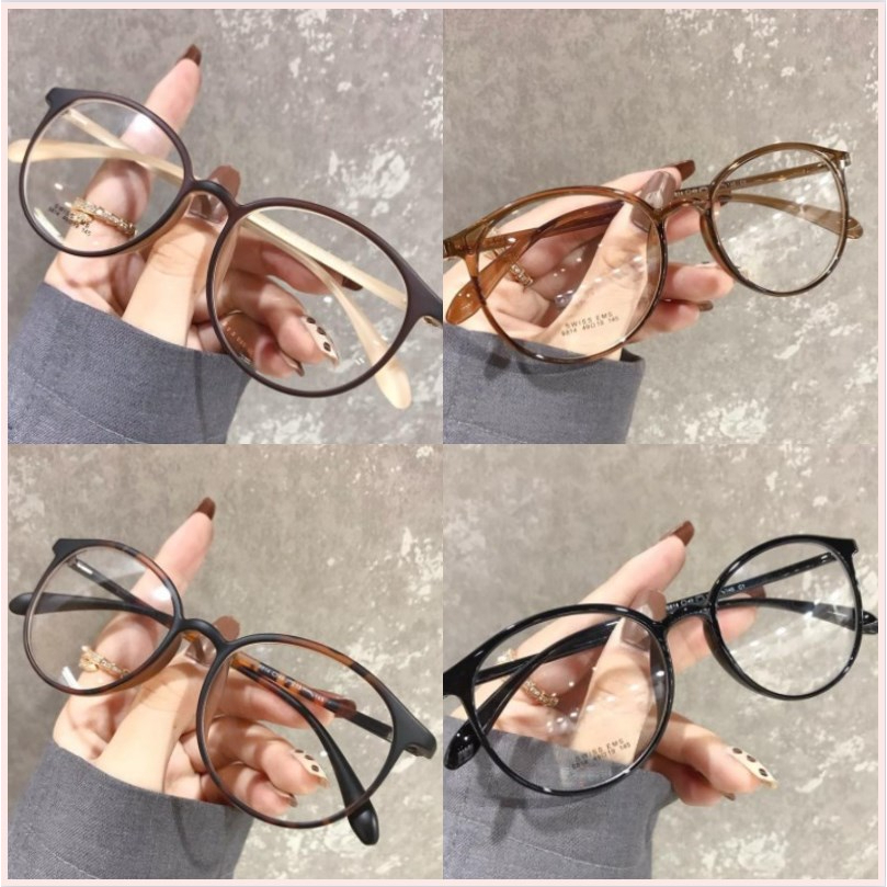 【Bayar di tempat】Kacamata Korea Wanita Kacamata Anti Radiasi Wanita Fashion retro flat Eyeglasses