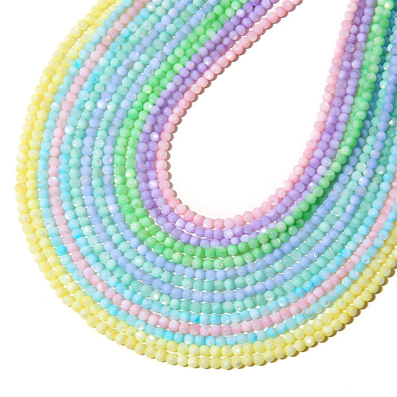 3mm Putaran Berwarna Manik-Manik Shell Air Tawar Muticolor Celup Ibu Mutiara Longgar Spacer Beads Untuk Gelang Kalung DIY Membuat Perhiasan Manik-Manik Aksesoris