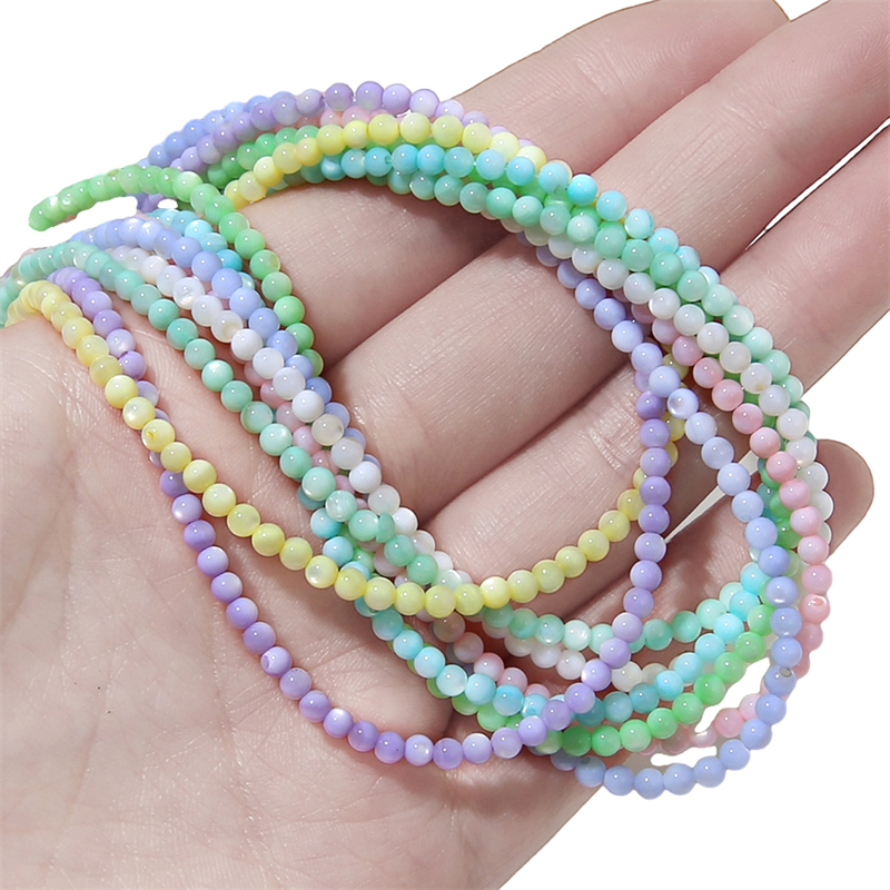 3mm Putaran Berwarna Manik-Manik Shell Air Tawar Muticolor Celup Ibu Mutiara Longgar Spacer Beads Untuk Gelang Kalung DIY Membuat Perhiasan Manik-Manik Aksesoris