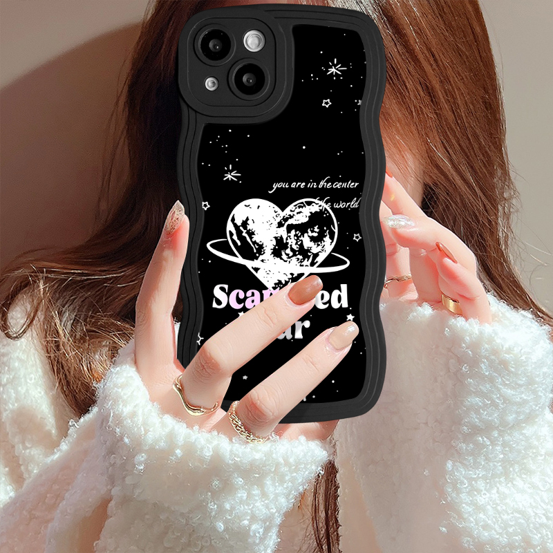 Ins Cinta Hati Case Realme C53 C55 C12 C15 C11 C33 10 C25 8 8Pro C25Y5 6i C25s C30 8i C17 C21Y C20 C20A C3 7i 5i 7 Wavy Edge Comme des Garcons Graffiti Casing Soft Cover