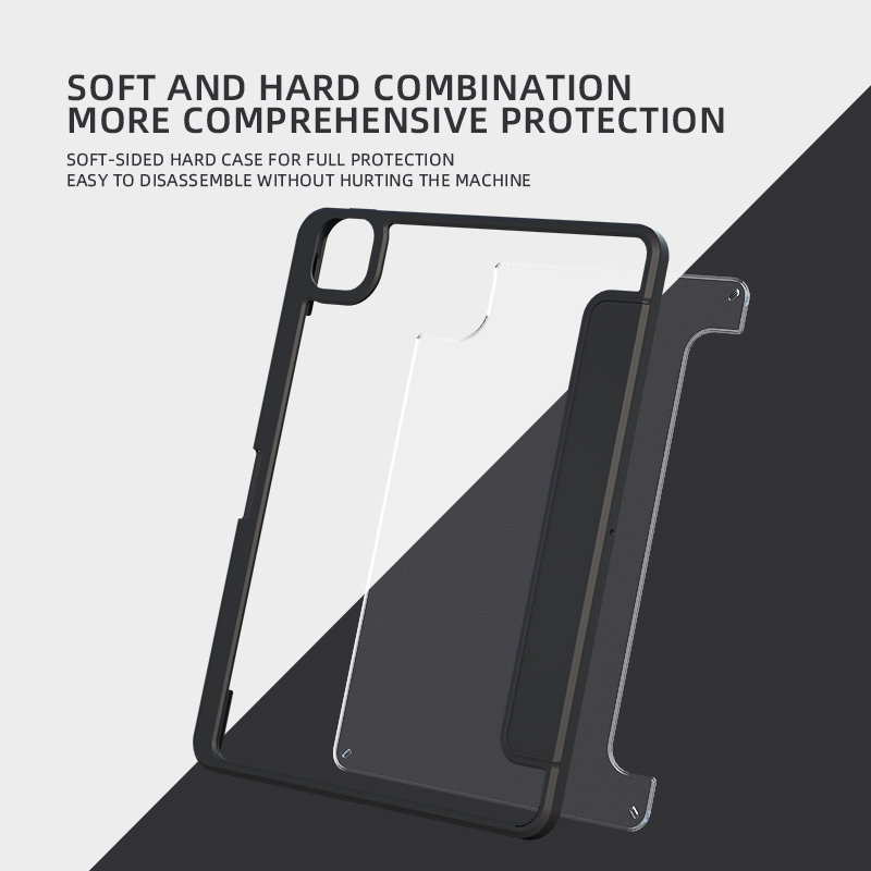 Untuk iPad 10.2 2021 2020 2019 iPad 9th 8th 7th Gen Air5 4 3 2 1 Pro 11 10.5 9.7 High End Akrilik Transparan 2in1 Adsorpsi Magnetik Dilepas Stand Flip Tablet Pelindung Case