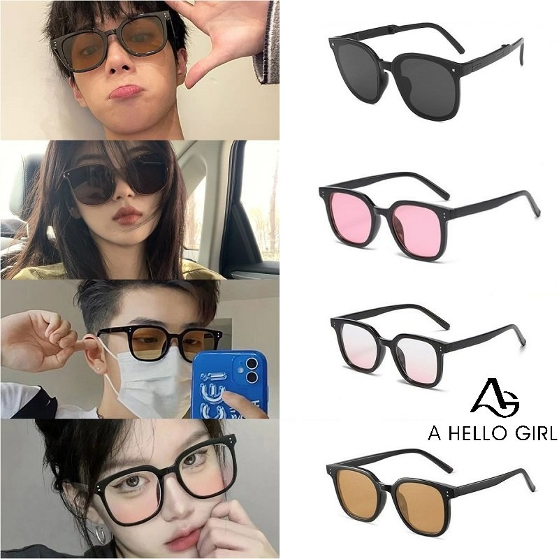 Hellogirl Kacamata Hitam Anti UV Bentuk Kotak Warna Gradasi Gaya Retro Untuk Wanita